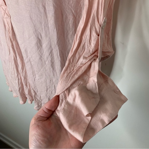 Aritzia Babaton Women's Top Julien Blouse V-neck 3/4 length sleeve Pink Size XS - Picture 12 of 15